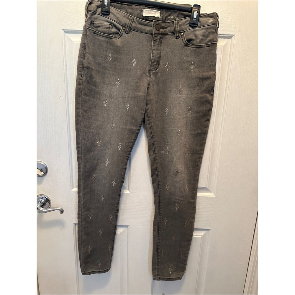 Sundance Gray Skinny Jeans with Silver Embellishment Primrose Fit Size 30